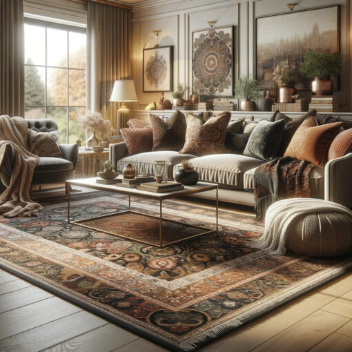 A cozy and stylish living room beautifully accentuated with the perfect home for choosing carpets.